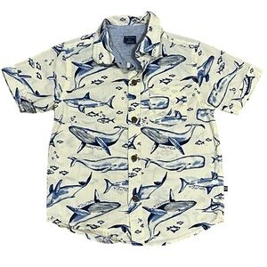 Nautica Toddler Boys Whale Poplin Button Shirt